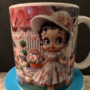 Betty Boop Spring Easter Floral Mug – Pink, White & Green NEW